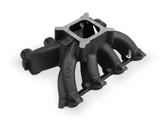 Holley LS Split Design Carbureted Intake Manifolds 300-256BK Manifolds, Design, Carbureted, Cathedral Port Head, Single Plane, 4-barrel, Square Bore, Aluminum, Black Finish, Chevy, 4.8-6.0L, Each thumbnail 9