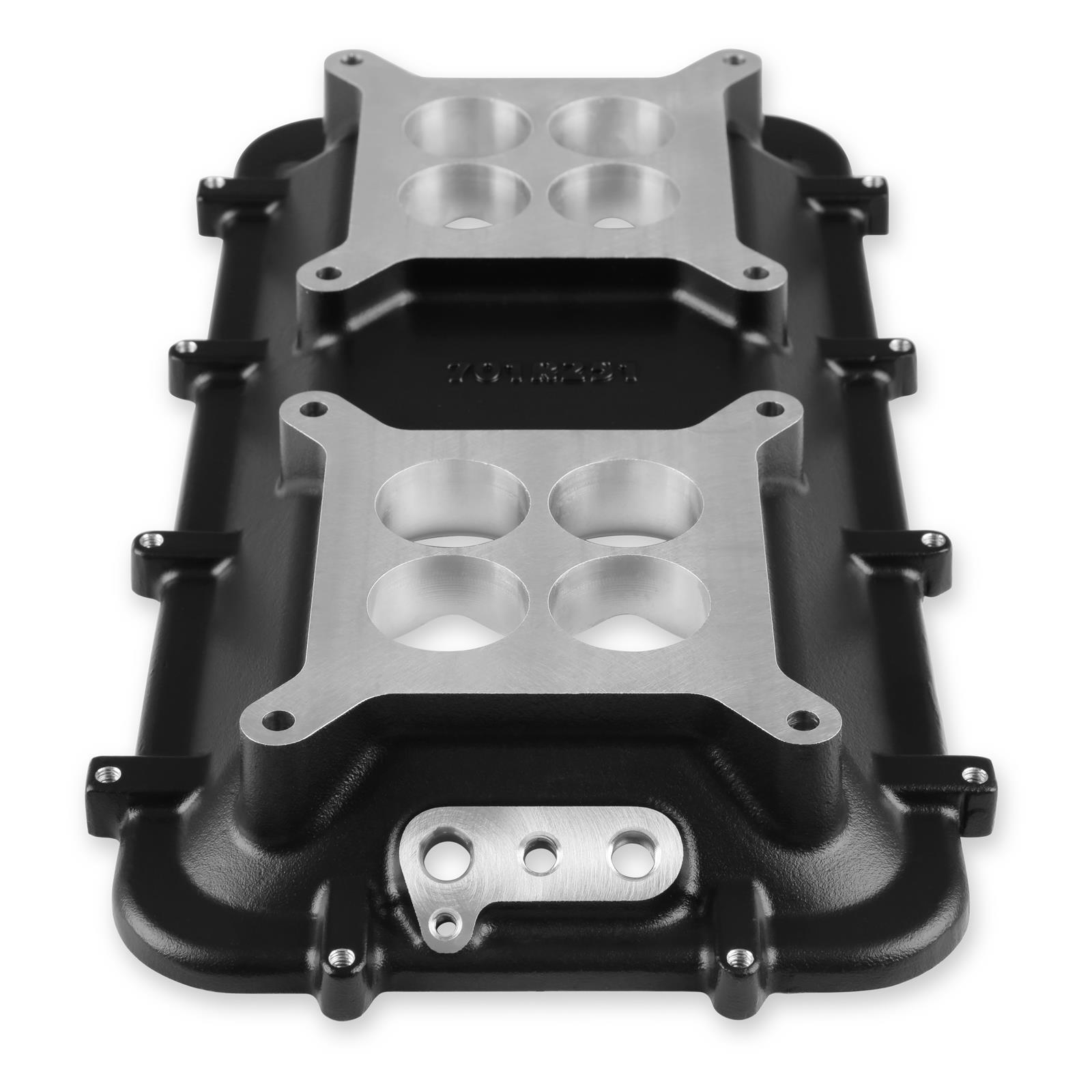 Holley LS Modular Mid-Rise Intake Adapter Plates 300-267BK Manifold Adapters, Modular, Intake, Plate, Cathedral Port Head, Aluminum, Black Finish, Fasteners, Chevy, LS, 4.8-7.0L, Kit thumbnail 3