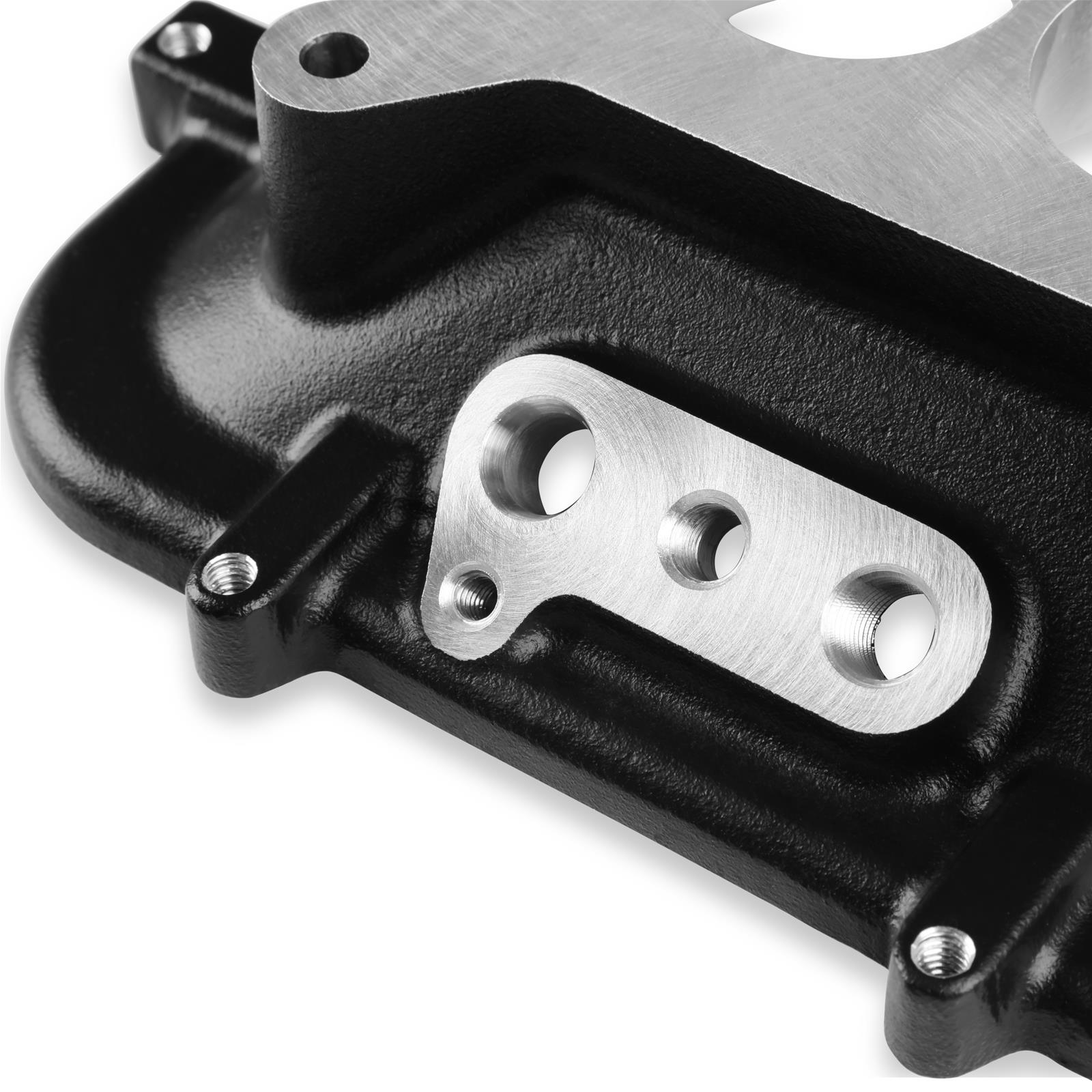 Holley LS Modular Mid-Rise Intake Adapter Plates 300-267BK Manifold Adapters, Modular, Intake, Plate, Cathedral Port Head, Aluminum, Black Finish, Fasteners, Chevy, LS, 4.8-7.0L, Kit