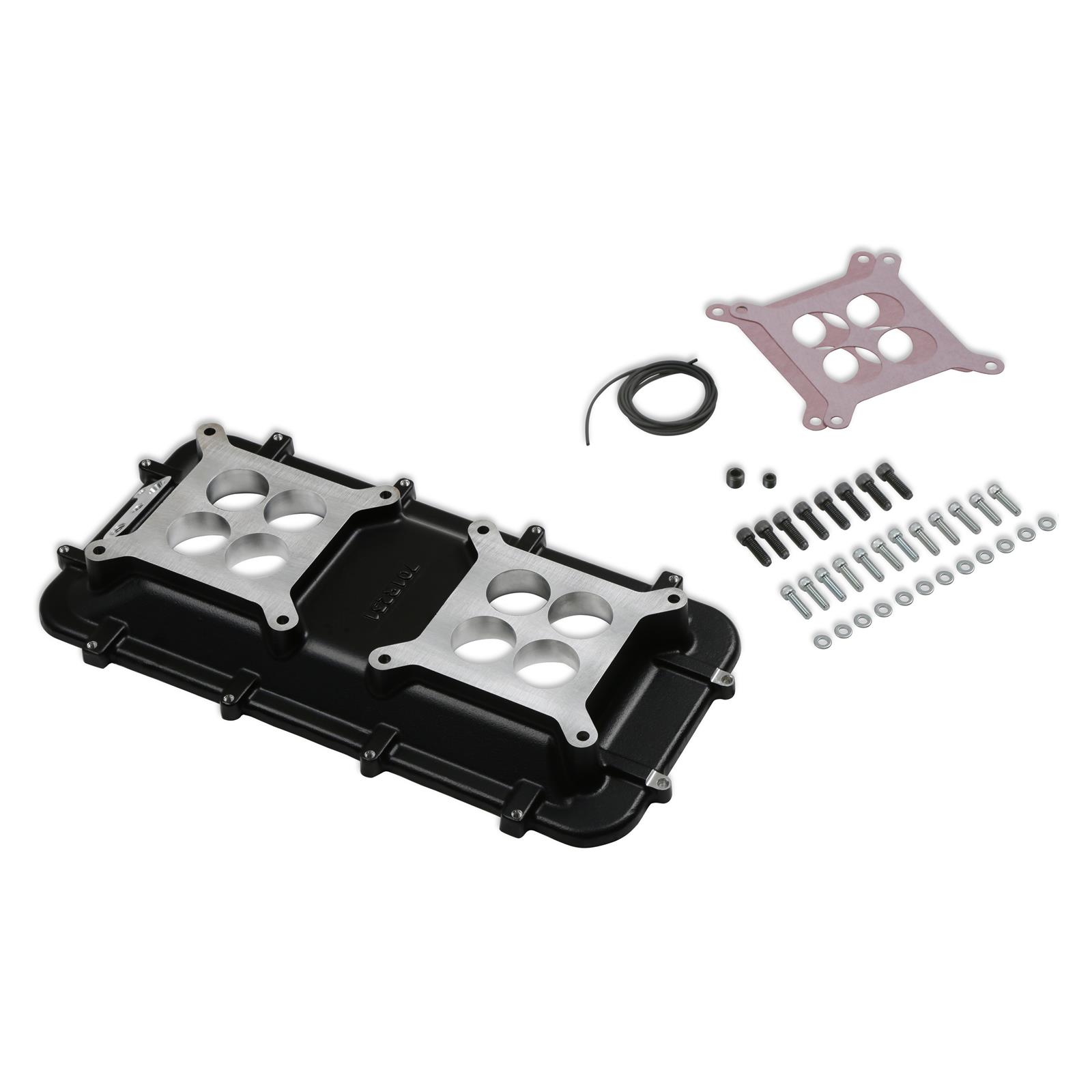 Holley LS Modular Mid-Rise Intake Adapter Plates 300-267BK Manifold Adapters, Modular, Intake, Plate, Cathedral Port Head, Aluminum, Black Finish, Fasteners, Chevy, LS, 4.8-7.0L, Kit thumbnail 6