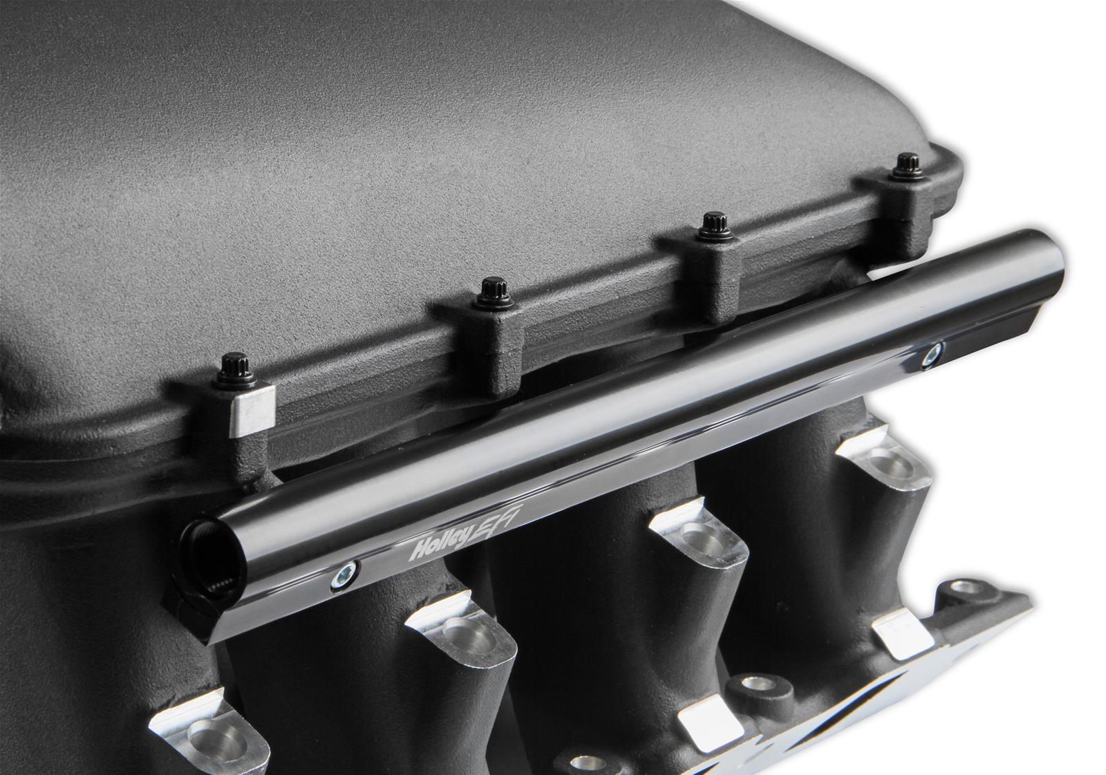 Holley SBF Hi-Ram EFI Intake Manifolds 300-272BK Manifolds, Hi-Ram, EFI, Multi-port, 1,500-7,000 RPM Range, 95mm Bore, Aluminum, Black, Ford, 4.7L, 5.0L, Windsor, 8.20 in. Deck Height, Kit thumbnail 3