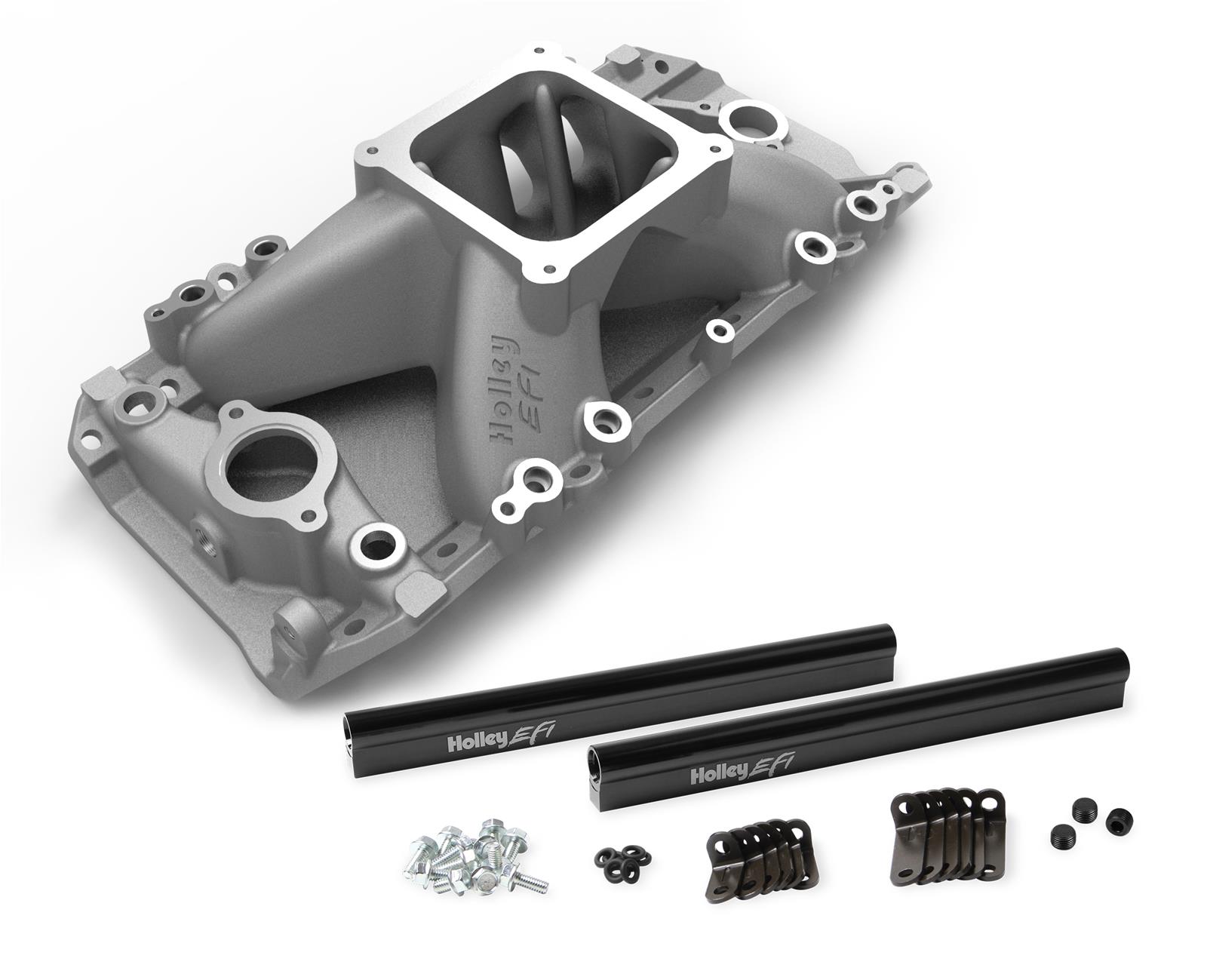 Holley EFI Intake Manifolds 300-562 Manifolds, Fuel Injected, EFI, Throttle Body Injection Style, Aluminum, 4500 Style Mounting Flange, Oval Port, Chevy, Big Block, Each