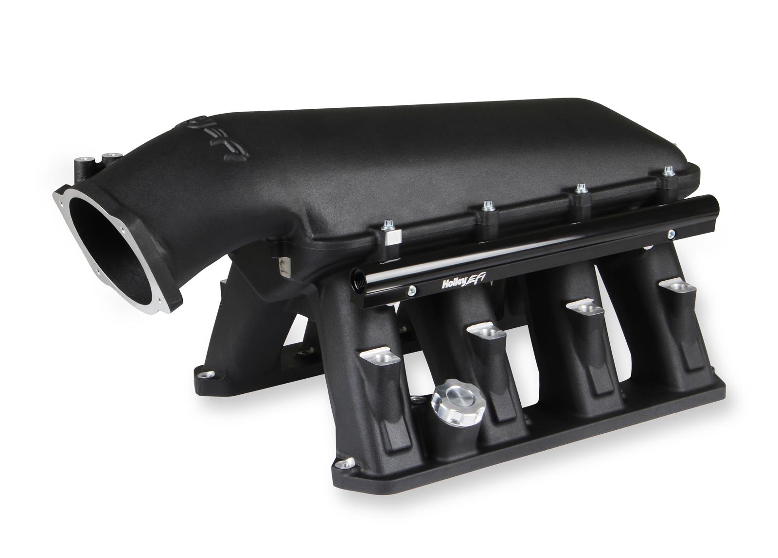 Holley EFI Gen III Hemi Hi-Ram Intake Manifolds 300-650BK Manifolds, III, EFI, Multi-port, 95mm, Standard Deck, Aluminum, Black Finish, Chrysler, Dodge, Jeep, 5.7L, 6.1L, 6.4L, Each thumbnail 4