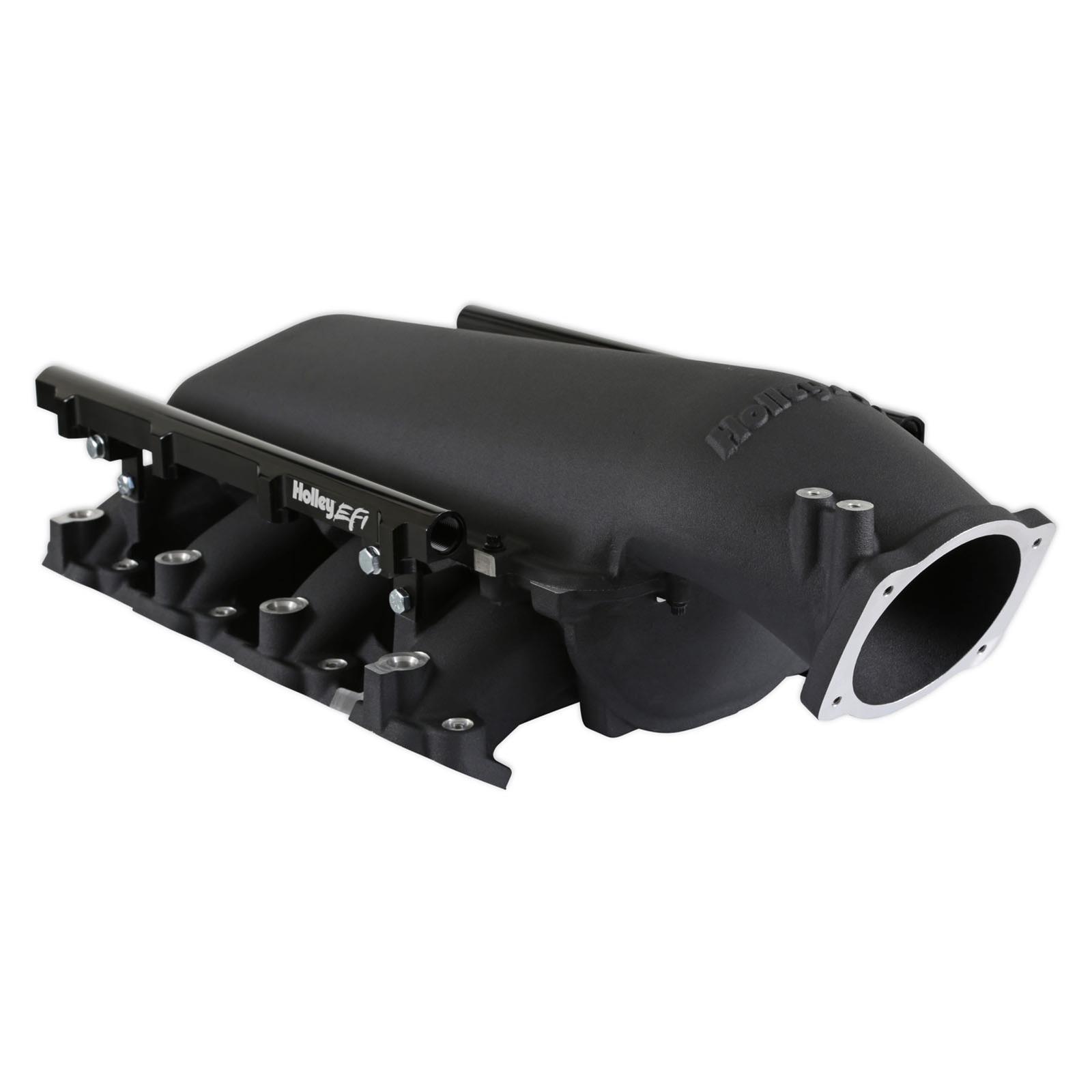 Holley EFI LT1 Gen V Lo-Ram Intake Manifolds 300-718BK Manifolds, EFI, LT1, V, Lo-Ram, Multi-port Injection, 105mm Bore, Standard Deck, Aluminum, Black Finish, Chevy, 5.3L, 6.2L, Each thumbnail 8