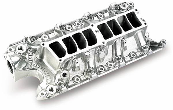 Holley EFI Intake Manifolds 300-75S Manifolds, Systemax, Base Only, Multi-port, Standard Deck, High Rise, 10.625 in. Tall, Cast Aluminum, Shiny Finish, Ford, 5.0L, Each