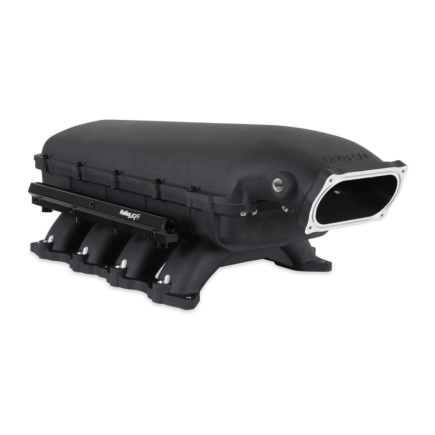Holley EFI Coyote Hi-Ram Intake Manifolds 300-910BK Manifolds, EFI, Hi-Ram, Throttle Body Injection, Standard Deck, 150mm x 66mm Bore, Aluminum, Black, Ford, 5.0L, Modular, Each thumbnail 5
