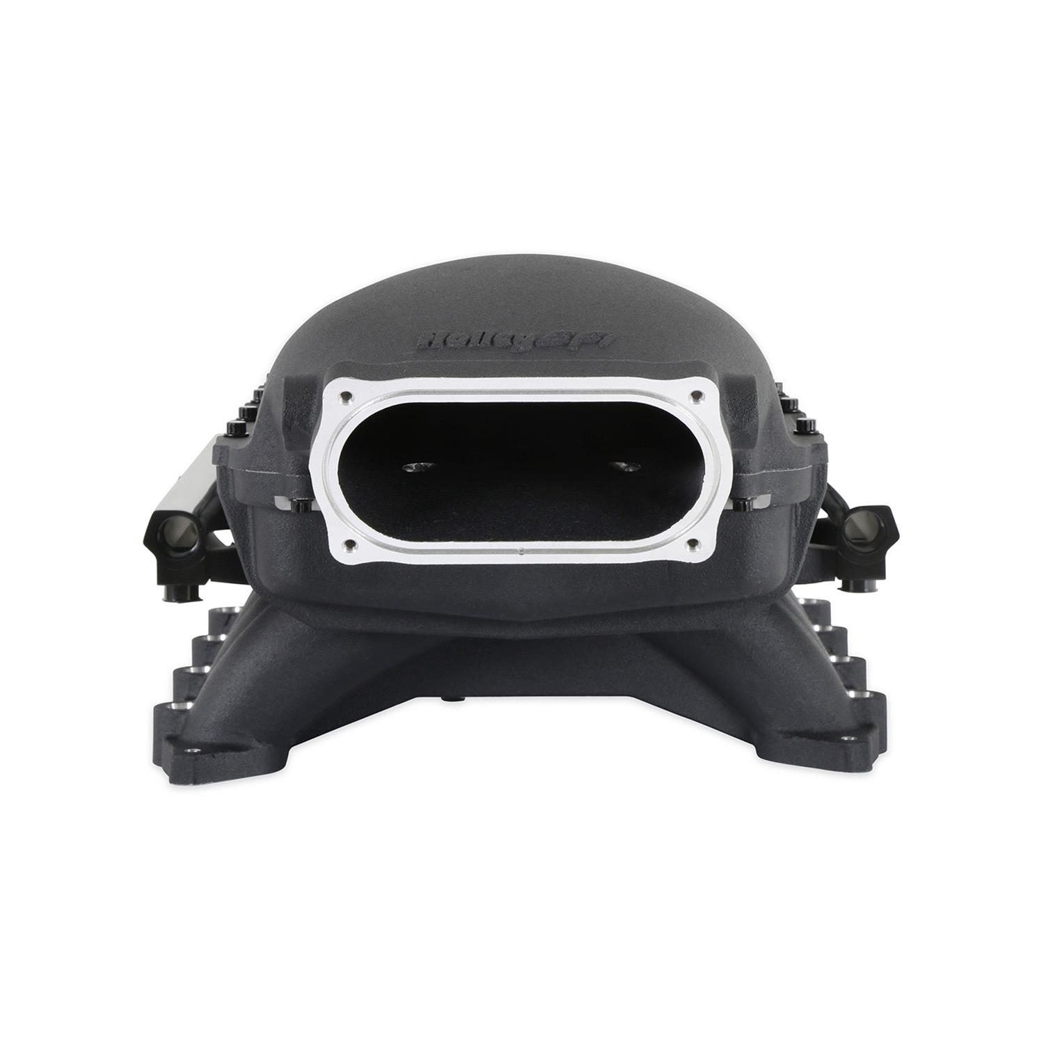 Holley EFI Coyote Hi-Ram Intake Manifolds 300-910BK Manifolds, EFI, Hi-Ram, Throttle Body Injection, Standard Deck, 150mm x 66mm Bore, Aluminum, Black, Ford, 5.0L, Modular, Each thumbnail 8