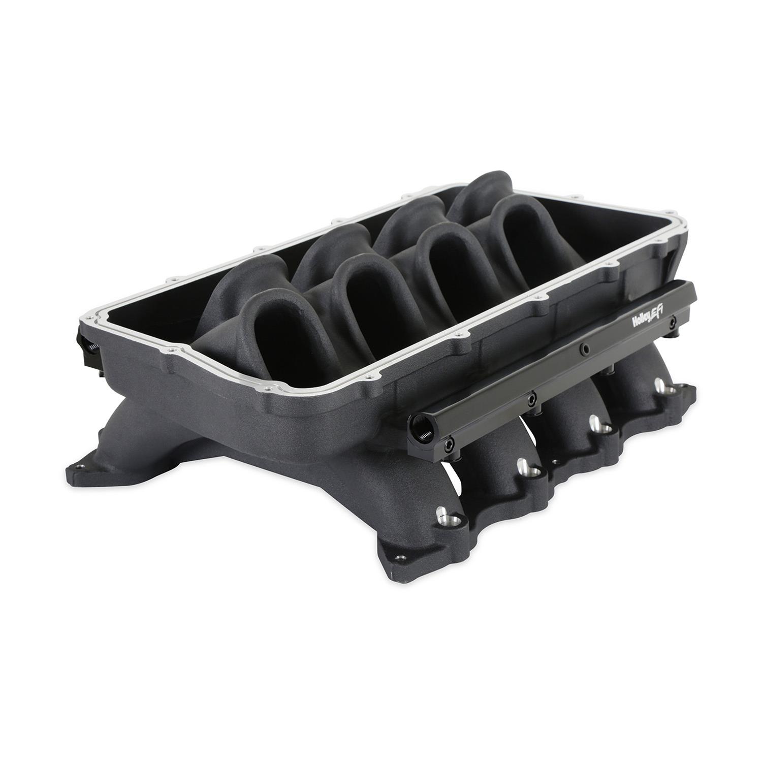Holley EFI Coyote Hi-Ram Intake Manifold Bases 300-920BK Manifolds, EFI, Hi-Ram, Base Only, Throttle Body Injected, Standard Deck, Aluminum, Black Finish, Ford, 5.0L, Modular, Each thumbnail 6