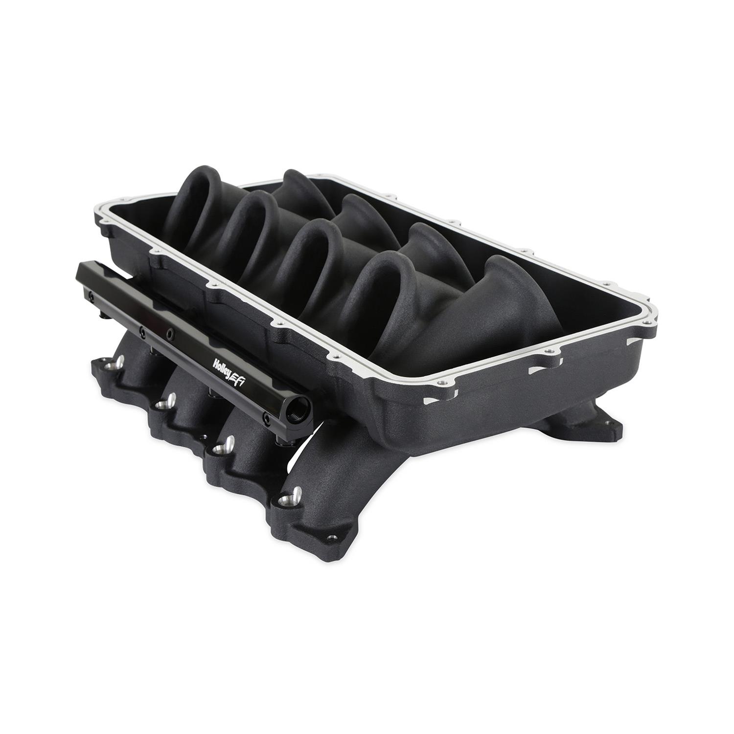 Holley EFI Coyote Hi-Ram Intake Manifold Bases 300-920BK Manifolds, EFI, Hi-Ram, Base Only, Throttle Body Injected, Standard Deck, Aluminum, Black Finish, Ford, 5.0L, Modular, Each thumbnail 5