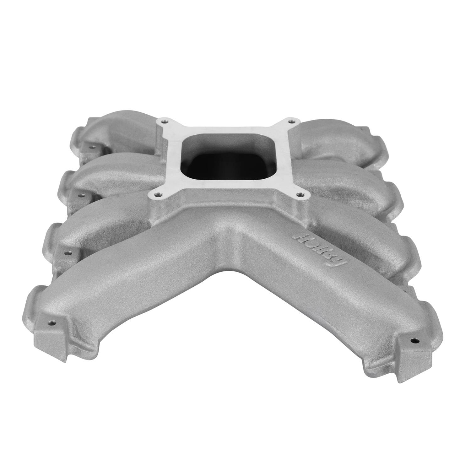 Holley Single Plane Carbureted Intake Manifolds 300-940 Manifolds, Carbureted, Plane, Stock Configuration Cylinder Head, Standard Deck, Aluminum, Natural, Chevy, LT, Each thumbnail 2