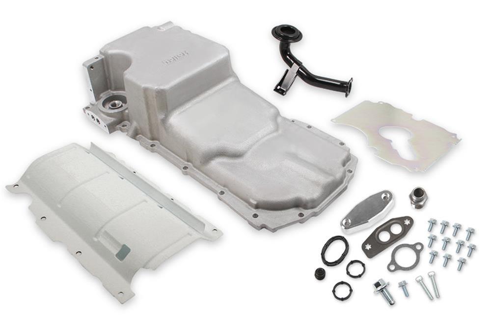 Holley GM Gen V LT Retrofit Oil Pans 302-20 Pan, Engine Swap, Aluminum, Natural, 6.1 Quarts, Retrofit, Chevrolet, Engines, Each thumbnail 2