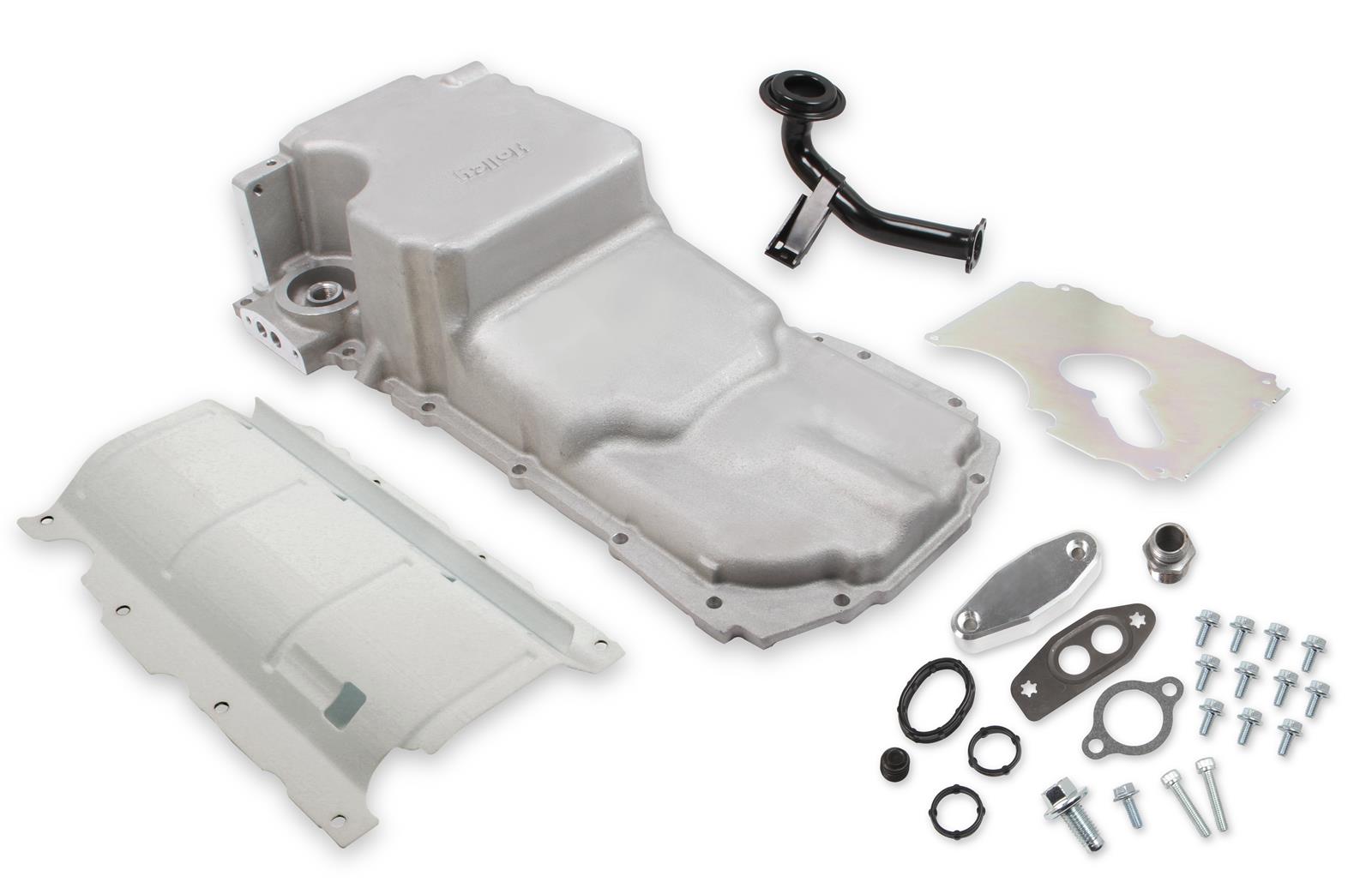 Holley GM Gen V LT Retrofit Oil Pans 302-21 Pan, Engine Swap, Aluminum, Natural, 6.1 Quarts, Retrofit, Chevrolet, Engines, Each thumbnail 2