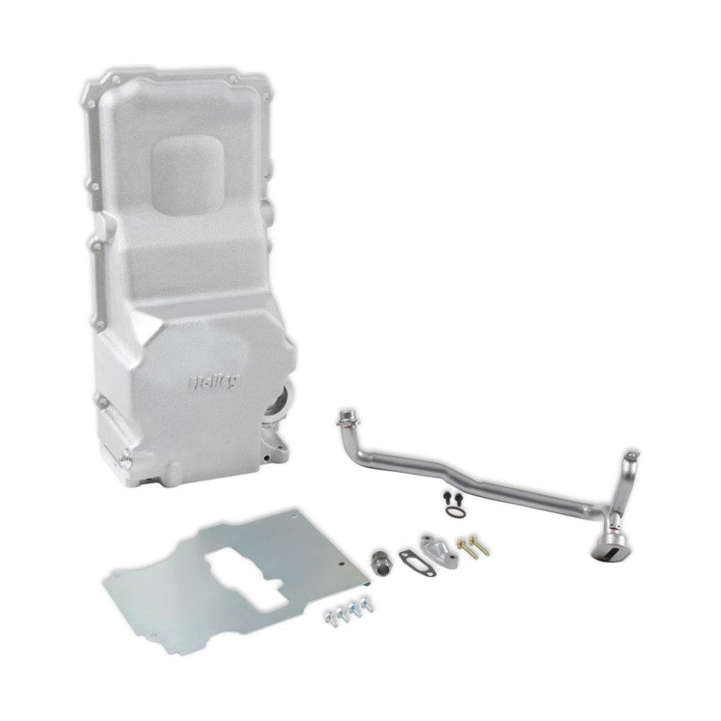Holley Retrofit Engine Oil Pans for GM LS Engines 302-5 Pans, Retrofit, Swap, Rear Sump, Wet Style, 5.6 Quarts, Aluminum, Natural, Buick, Chevy, Ford, GMC, Mercury, Oldsmobile, Pontiac, Each thumbnail 9