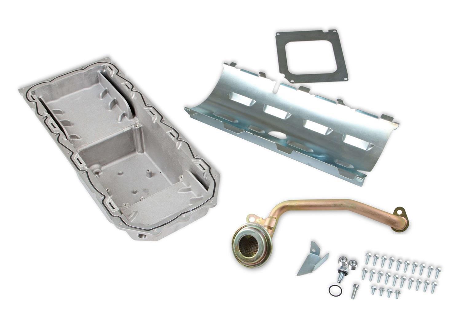 Holley Gen III Hemi Retrofit Oil Pans 302-61 Pans, Hemi, RetroFit, Wet Sump, Center, 6 Quart, Dipstick Compatible, Cast Aluminum, Natural, Chrysler, Dodge, Plymouth, 345ci, 392ci, thumbnail 8