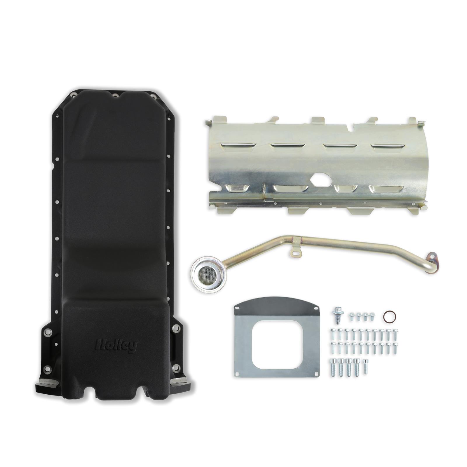 Holley Gen III Hemi Retrofit Oil Pans 302-63BK Pans, Hemi, RetroFit, Wet Sump, Rear, 6.2 Quart, Dipstick Compatible, Cast Aluminum, Black, Chrysler, Dodge, GMC, Plymouth, 376ci,