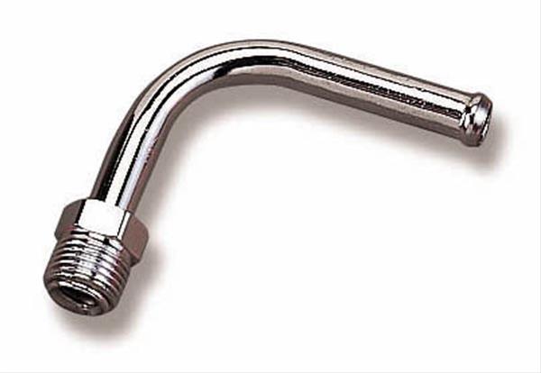 Holley Fuel Fittings 34-22 Fittings, Adapter, Inverted Flare to Hose Barb, 90 Degree, Steel, Chrome, 5/8-18 in. Inverted Flare, 3/8 in., Each thumbnail 2