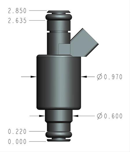 Holley Fuel Injectors 522-121 Injectors, 120 lbs/hr., Tri-cone Spray, Bosch Plug, EV1 Body, 12V Saturated Circuit, 2.415 in. Seat Height, Low Impedance, 2.2 ohms, Each thumbnail 2