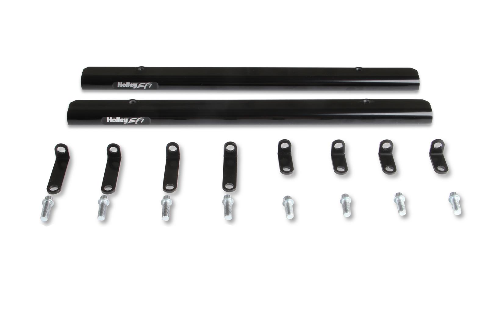 Holley EFI Fuel Rails 534-280 Rails, EFI, Aluminum, Black, -6 AN Inlet, Hardware Included, for 4150 Single Plane Intake, Ford, 4.7L, 4.8L, 5.0L, Kit thumbnail 2
