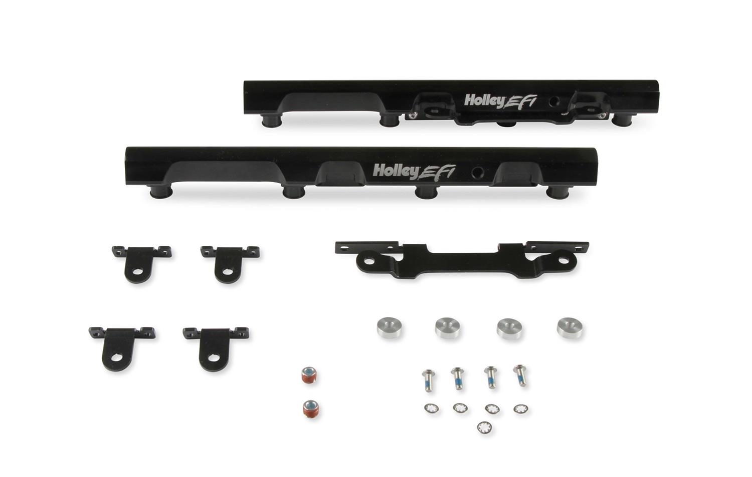 Holley EFI Hi-Flow Billet Fuel Rails 534-284 Rails, Rails, Aluminum, Black Anodized, -8 AN O-ring Inlet Size, Hi-Flow, Chrysler, Dodge, Jeep, Ram, Kit