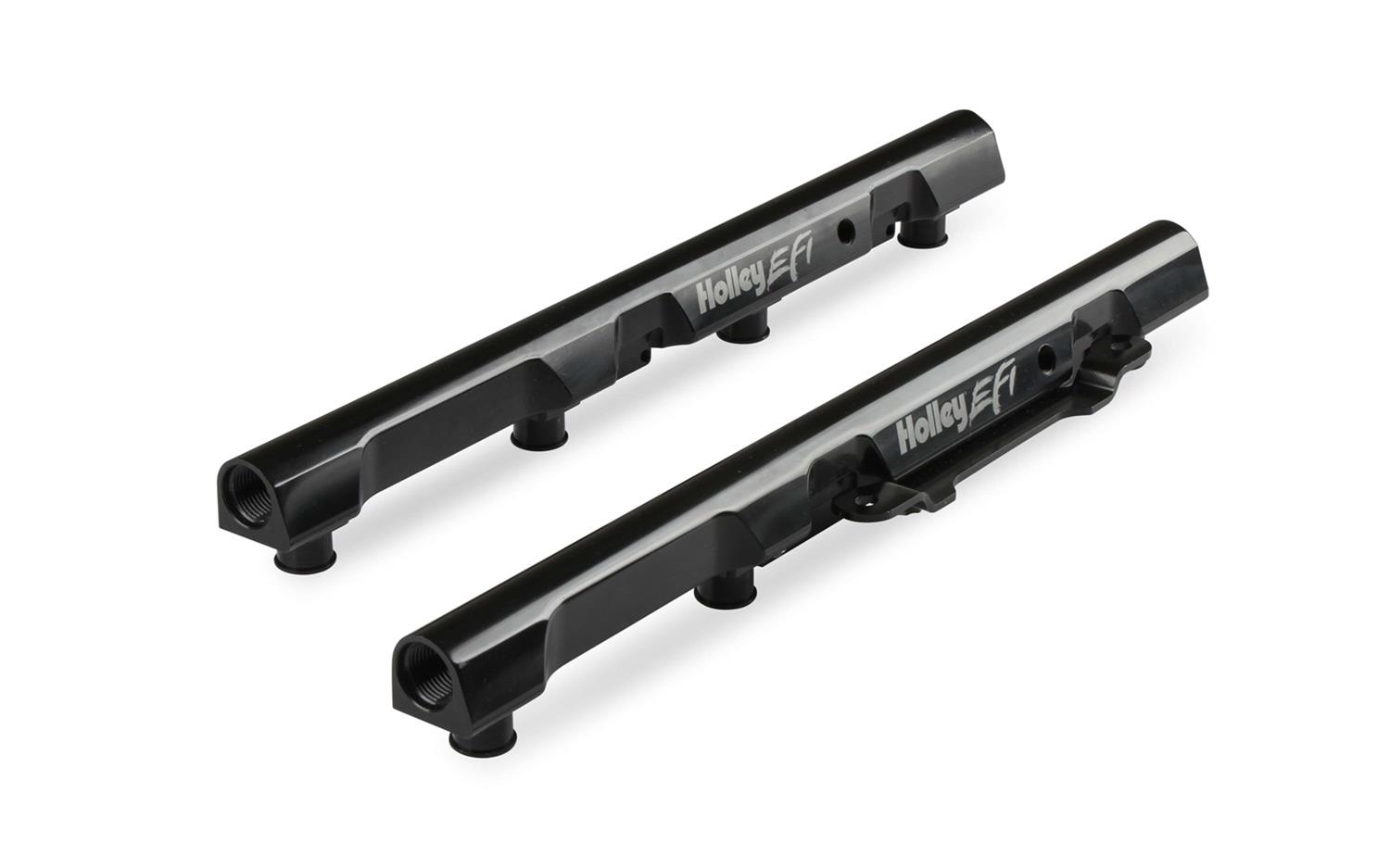 Holley EFI Hi-Flow Billet Fuel Rails 534-284 Rails, Rails, Aluminum, Black Anodized, -8 AN O-ring Inlet Size, Hi-Flow, Chrysler, Dodge, Jeep, Ram, Kit thumbnail 2