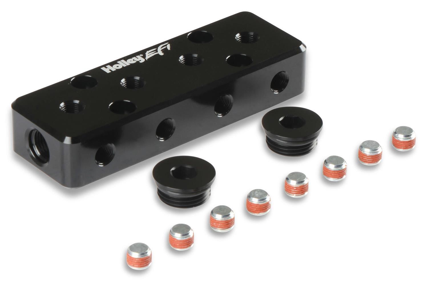 Holley EFI Vacuum Manifolds 534-52 Manifolds, Billet Aluminum, Black, Two -6 AN Female O-Ring Inlets, Twelve 1/8 in. NPT Outlets, Female Threads, Each