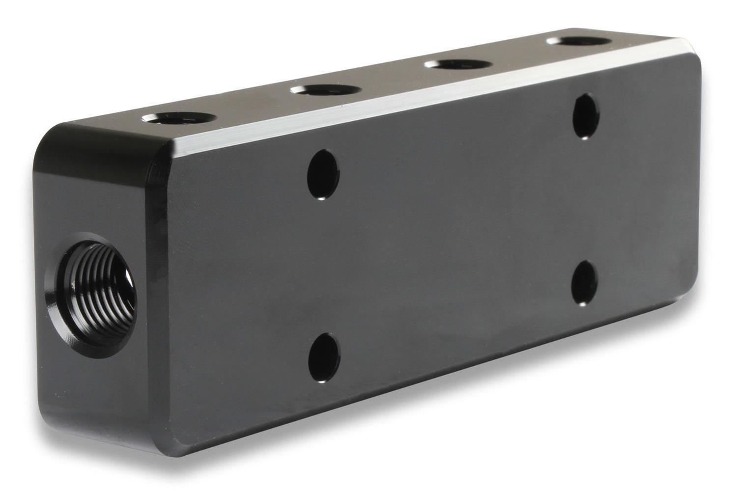 Holley EFI Vacuum Manifolds 534-52 Manifolds, Billet Aluminum, Black, Two -6 AN Female O-Ring Inlets, Twelve 1/8 in. NPT Outlets, Female Threads, Each thumbnail 3