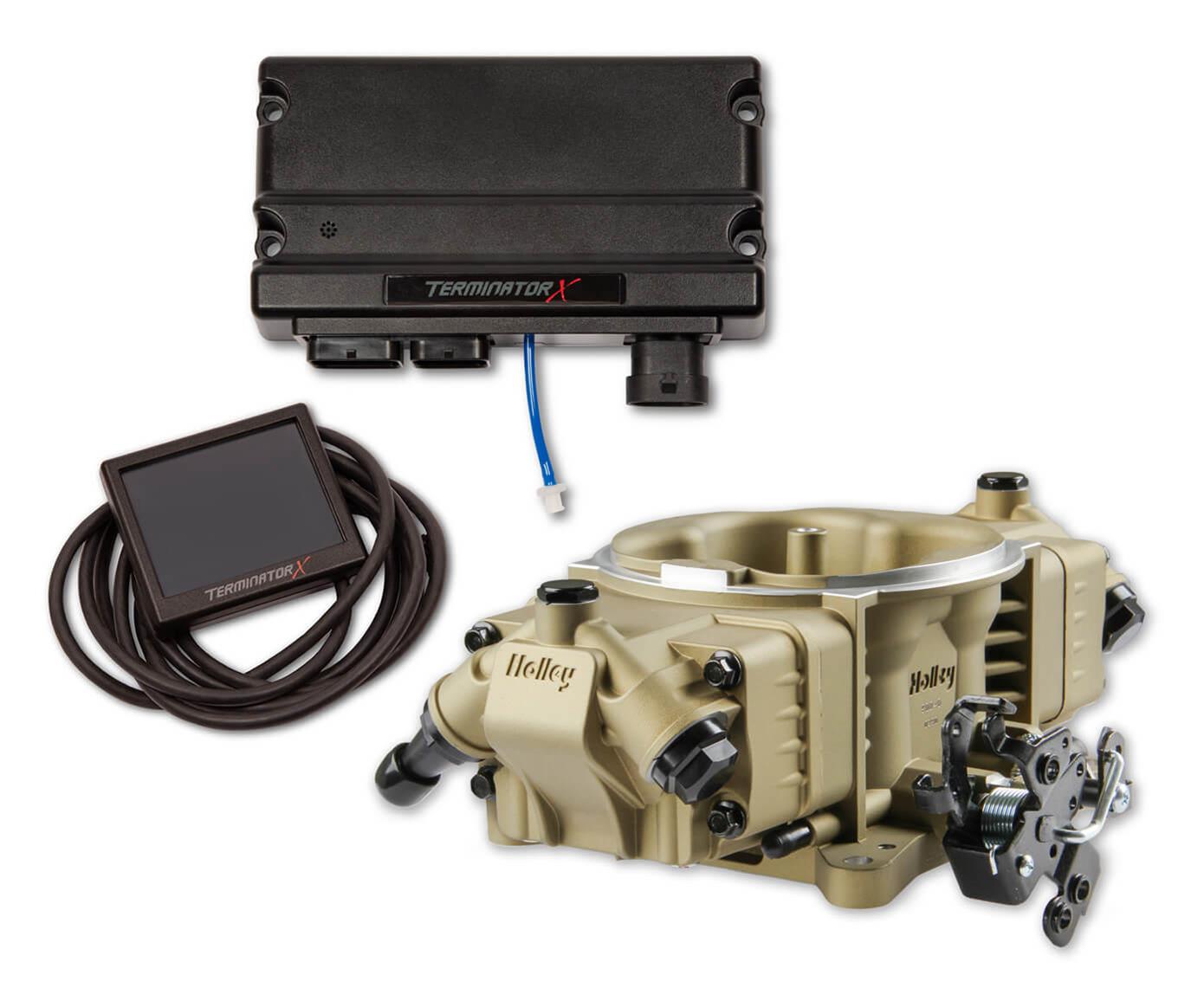 Holley Terminator X Stealth 4150 58X LS EFI Fuel Injection Systems 550-1062 Systems, X, 4150, EFI, Four Injector, Throttle Body, Speed Density, Aluminum, Gold, Chevy, 4.8-7.0L, Kit