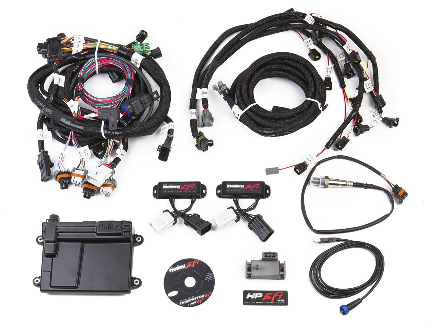 Holley EFI Systems Wiring Harnesses 550-616N Engine Management Systems, HP EFI, ECU and Harness, Up to 16-Injectors, 8-Coils, NTK O2, Wideband, Ford, Lincoln, Mercury, 2-valve, 4.6L, 5.4L, Kit