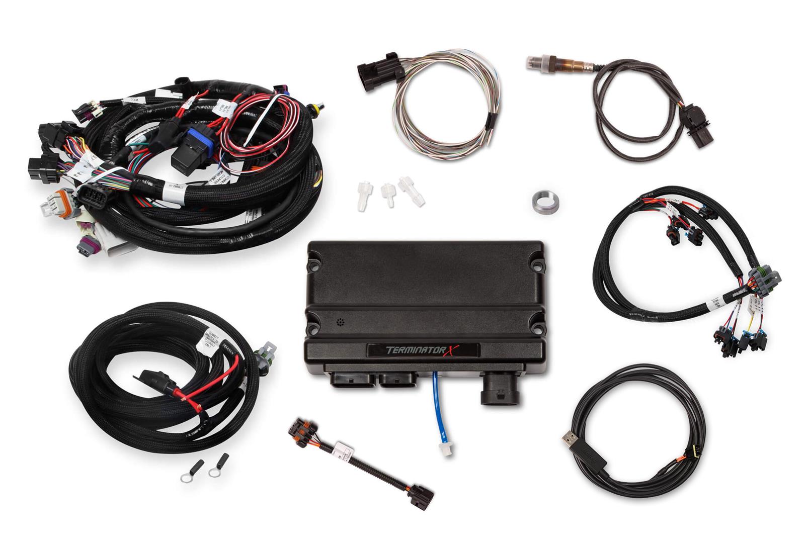 Holley Terminator X Engine Management Systems 550-904T Systems, X, Up to 8-Injectors, 8-Coil, Analog, CANBUS, Sensors, USB Tuning Cable, Chevy, 4.8-6.0L, 1x Cam, 24x Crank, Kit