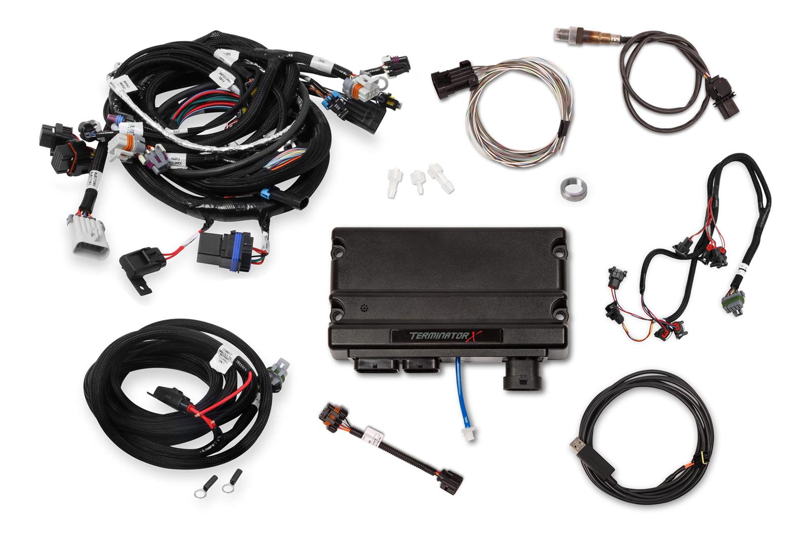Holley Terminator X Engine Management Systems 550-910T Systems, X, Up to 8-Injectors, 8-Coil, Analog, CANBUS, Sensors, USB Tuning Cable, Chevy, 4.8-6.2L, 4x Cam, 58x Crank, Kit