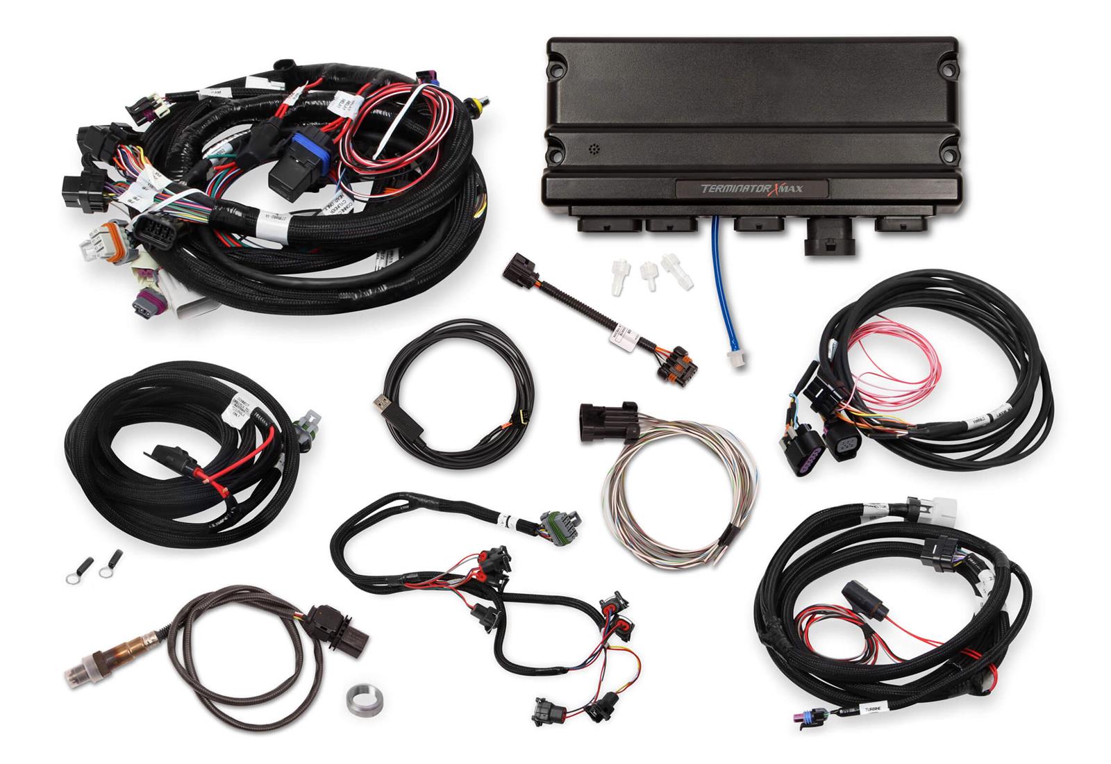 Holley Terminator X MAX Engine Management Systems 550-926T Systems, MAX, 8-EV1 Injectors, 8-Coil, Trans Control, Sensors, USB Tune Cable, Chevy, LS, 5.7L, 1x Cam, 24x Crank, Kit