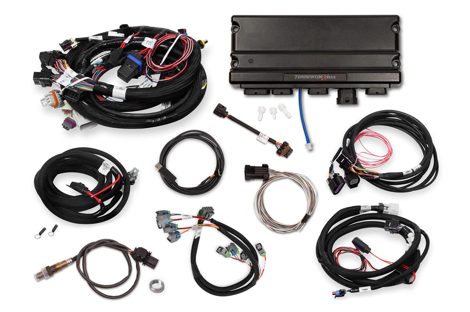 Holley Terminator X MAX Engine Management Systems 550-934T Systems, MAX, 8-EV6 Injectors, 8-Coils, Trans Control, Analog, USB Tune Cable, Chevy, LS, 5.7L, 1x Cam, 24x Crank, Kit