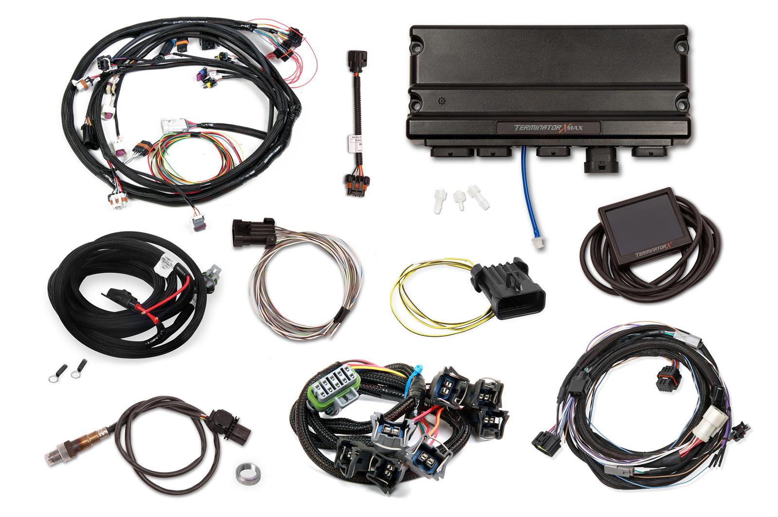 Holley Terminator X MAX Engine Management Systems 550-943 Systems, MAX, 8-EV1 Injectors, 8-Coils, Analog, Trans and Tuner Controls, Ford Injector Spacing, 4R70W Harness, Kit