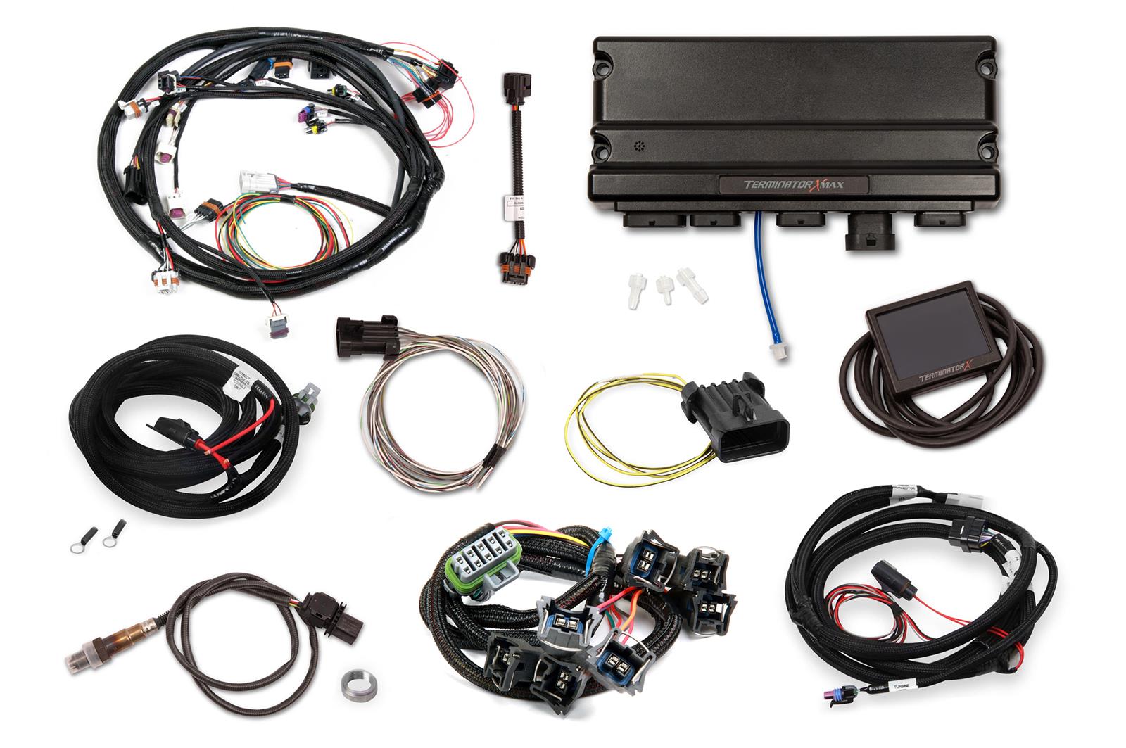 Holley Terminator X MAX Engine Management Systems 550-945 Systems, MAX, 8-EV1 Injectors, 8-Coils, Analog, Trans/Tuner Controls, Ford Injector Spacing, GM 4L60E/80E, Harness, Kit