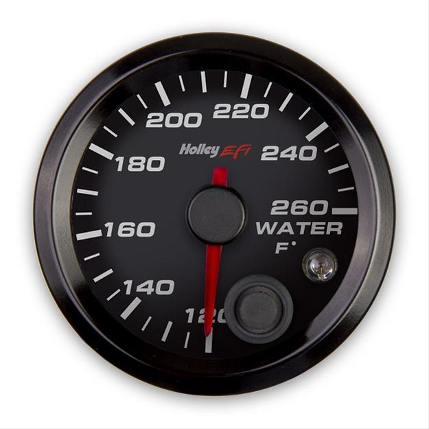 Holley EFI Analog Display Gauges 553-128 Gauges, EFI, Coolant Temp, 120-260 psi, Analog, Electric Sending Unit, 2 1/16 in. Diameter, Full Sweep, Lighted, Black Face, Red Needle, Each thumbnail 4