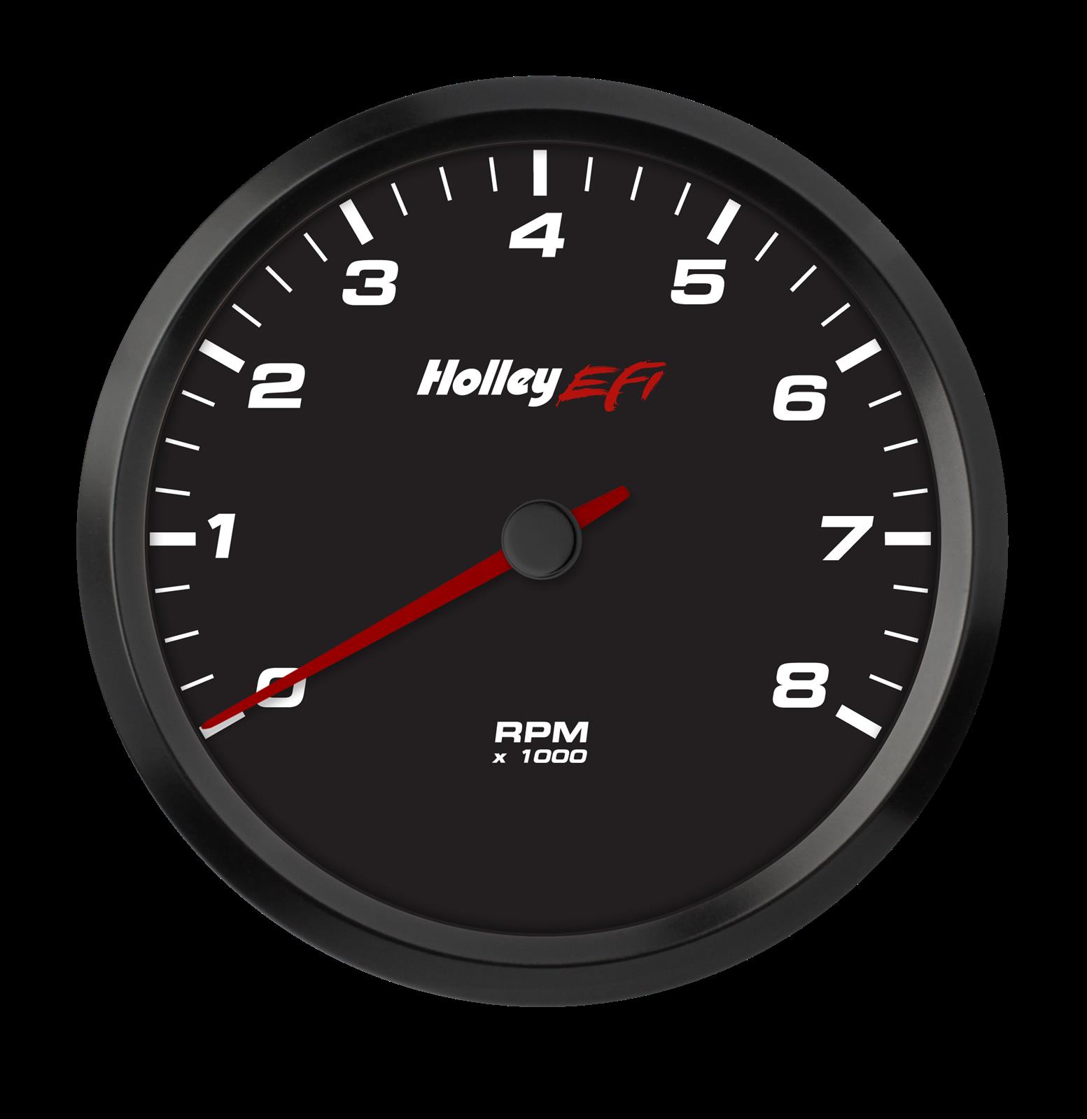 Holley EFI Tachometer Gauges 553-147 Gauges, EFI, Tachometer, 0-8,000 rpm, Analog, Electric Sending Unit, 4 1/2 in. Diameter, Full Sweep, Lighted, Black Face, Red Needle, Each thumbnail 3