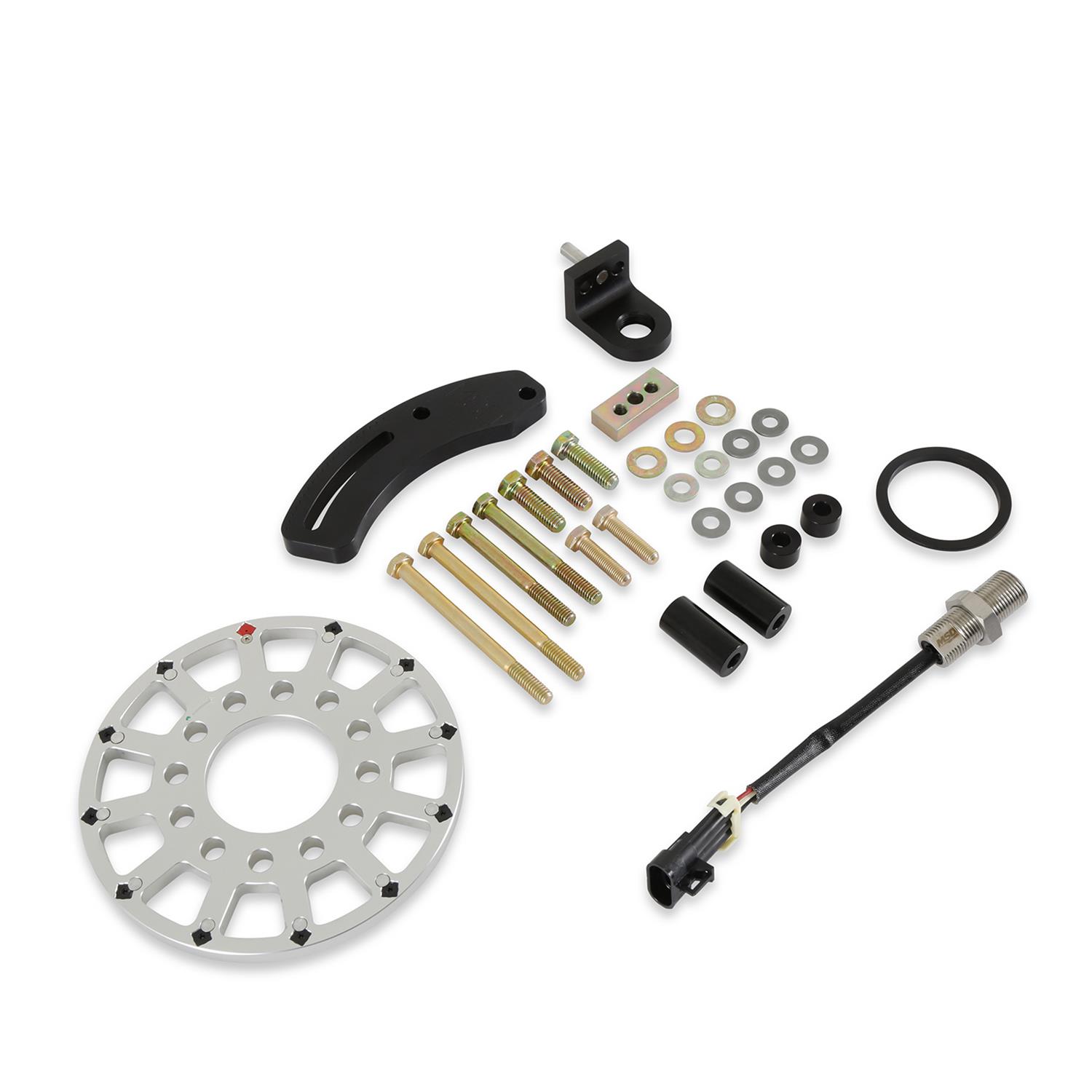 Holley EFI Crank Trigger Kits 556-172 Triggers, EFI, 6.56 in. Diameter, Aluminum, Silver, Adjustable Bracket, Black, 3-wire Pickup, 12-1X, Hall Effect, Ford, Small Block, Kit thumbnail 3