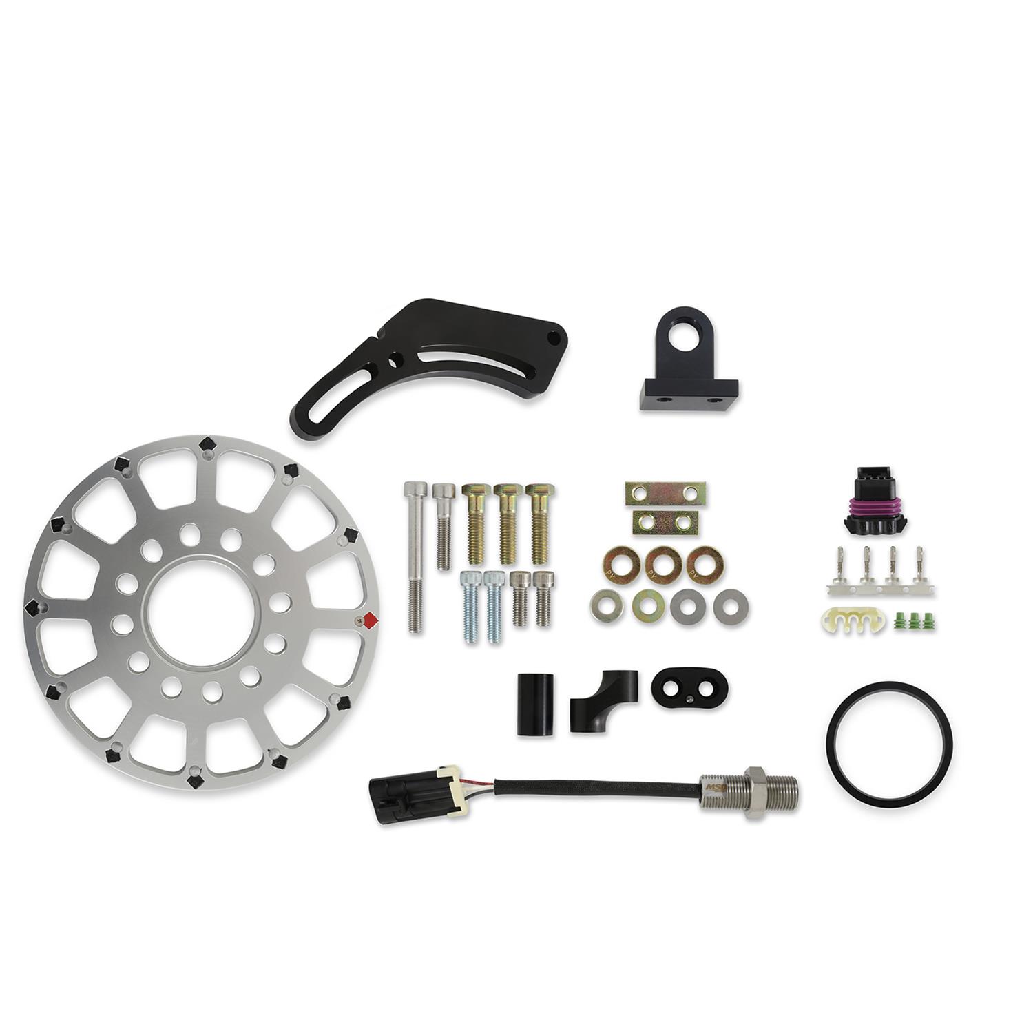 Holley EFI Crank Trigger Kits 556-175 Triggers, EFI, 12-1X LS, Hall Effect, 7.25 in. Diameter, Aluminum, Silver, Adjustable Bracket, 3-wire Pickup, Gen III, IV, SBC, Kit thumbnail 3