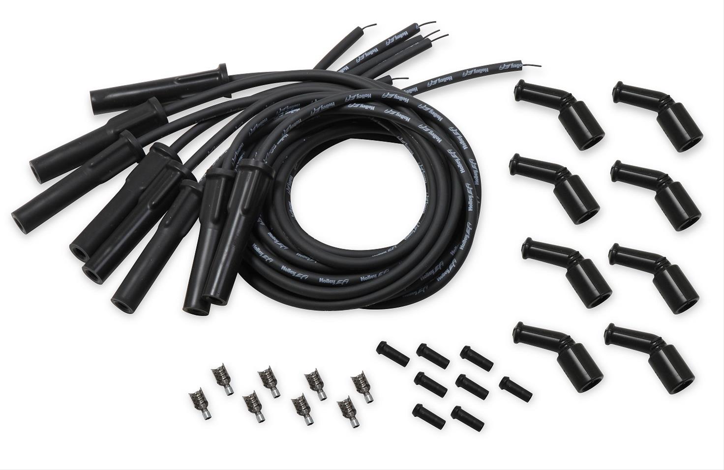 Holley Spark Plug Wires 561-110 Wire Sets, EFI, Cut-to-Fit, OE Coil Packs, Black Wire, 8.00mm Core, Black Silicone, Boot, Straight, Chevy, LS Engine, Set thumbnail 4