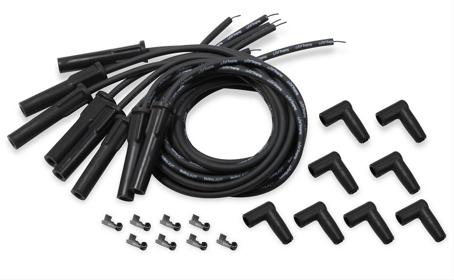 Holley Spark Plug Wires 561-113 Wire Sets, EFI, Cut-toFit, for Smart Coil, 36 in. Long, Black Wire, 8.00mm Core, Black Silicone, Boot, Straight, Universal, Set thumbnail 3