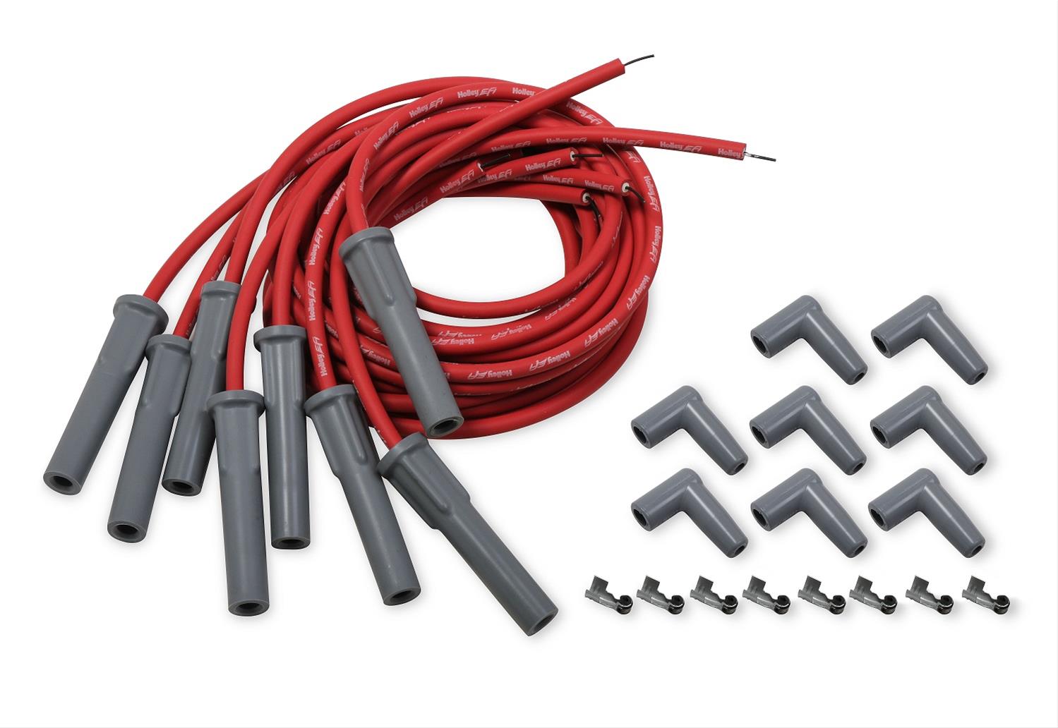 Holley Spark Plug Wires 561-115 Wire Sets, EFI, Cut-toFit, for Smart Coil, 36 in. Long, Red Wire, 8.00mm Core, Gray Silicone, Boot, Straight, Universal, Set thumbnail 2