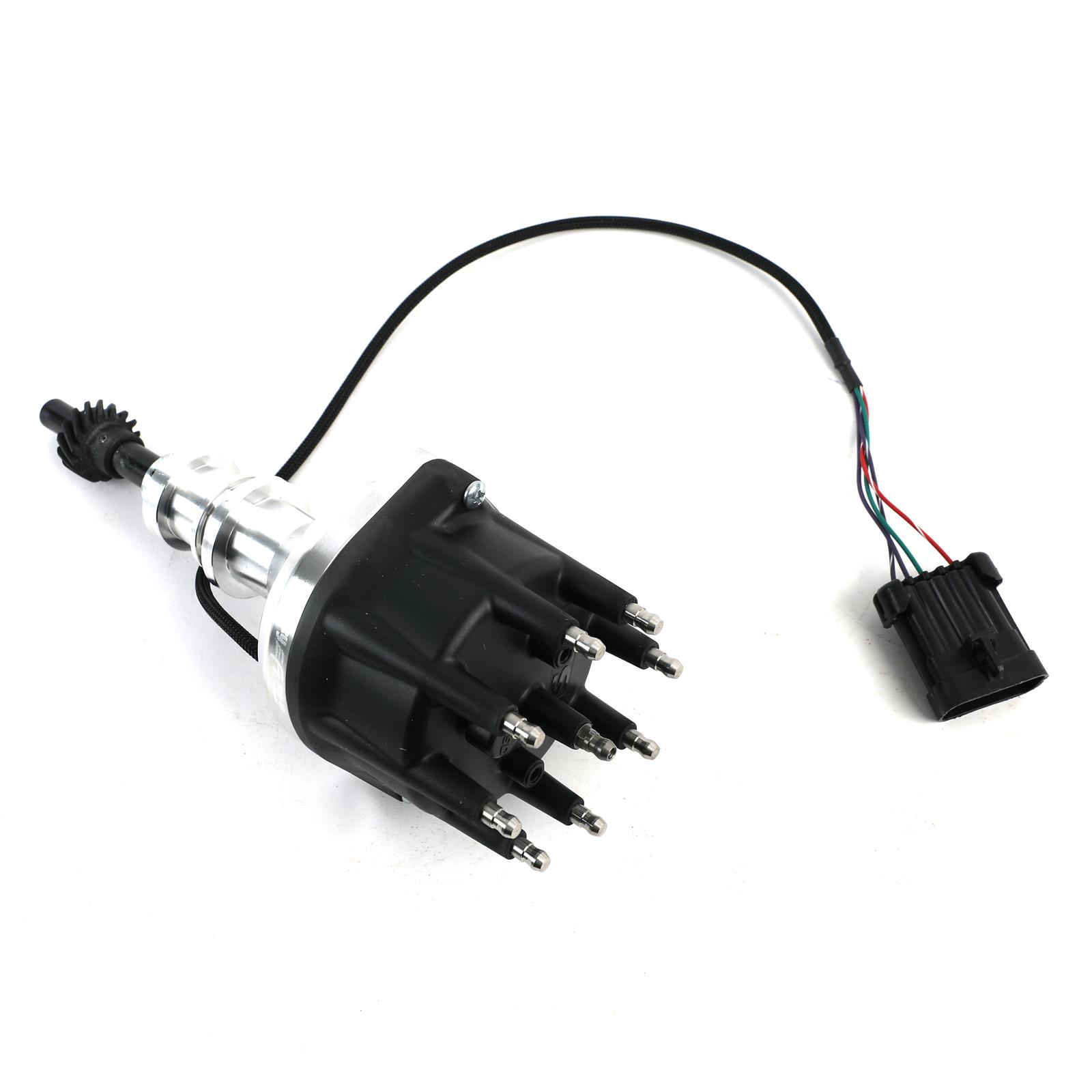 Holley EFI Dual-Sync Distributors 565-111 Distributors, EFI, Dual-Sync, Hall Effect, Computer-controlled Advance, Male/HEI, Black Cap, Steel Gear, Polished Housing, Ford, 5.8L, Each