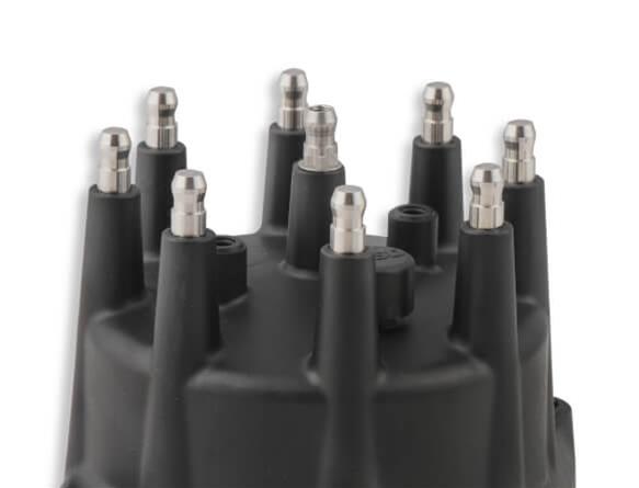 Holley Distributor Caps 566-105 Caps, EFI, Replacement, Dual-Sync Cap, Male/HEI, Screw Down, Stainless Contacts, Rynite, Black, Small Diameter, with Retainer, Each thumbnail 2