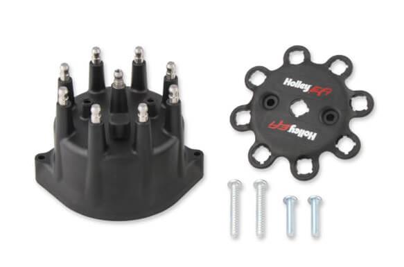 Holley Distributor Caps 566-105 Caps, EFI, Replacement, Dual-Sync Cap, Male/HEI, Screw Down, Stainless Contacts, Rynite, Black, Small Diameter, with Retainer, Each thumbnail 3