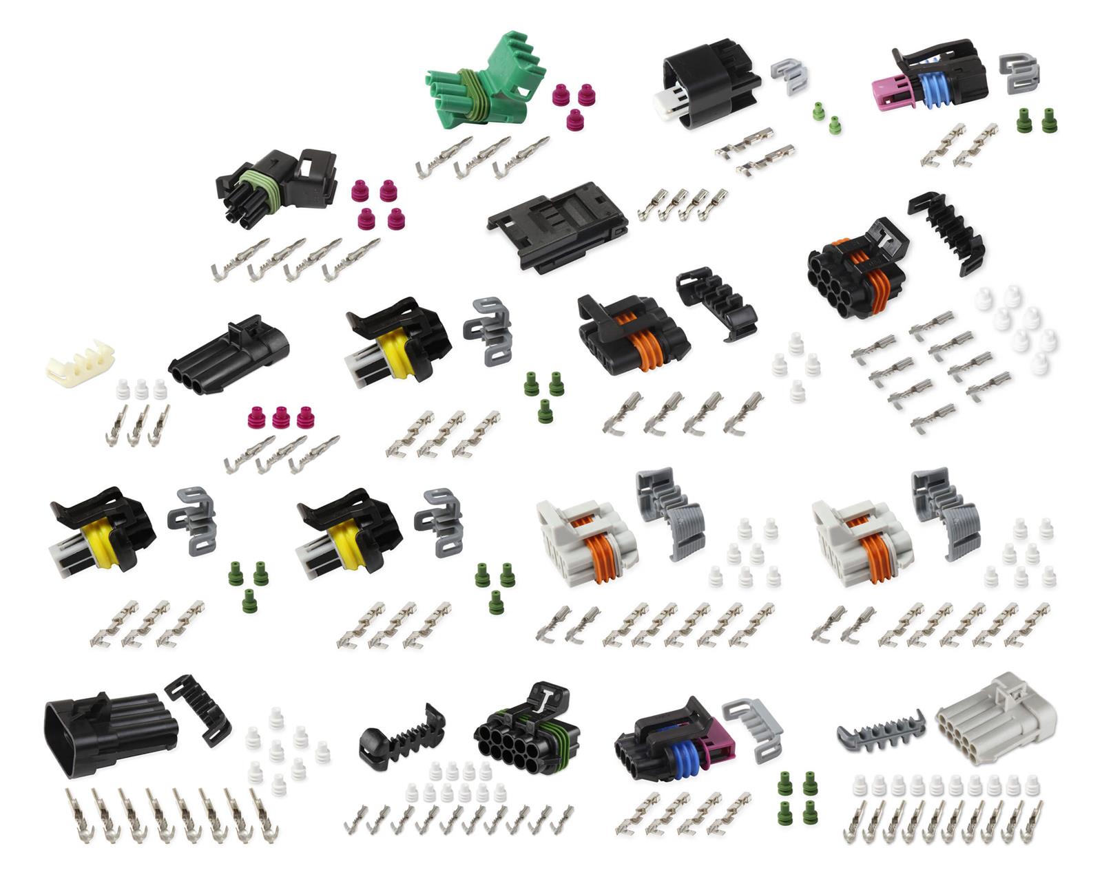 Holley EFI ECU Connector Kits 570-102 Weatherproof Connectors, EFI, GM, MPFI/TPI, Main Harness Connectors, J1A/J1B Connectors, Pins, Seals, Cavity Plugs included, Kit