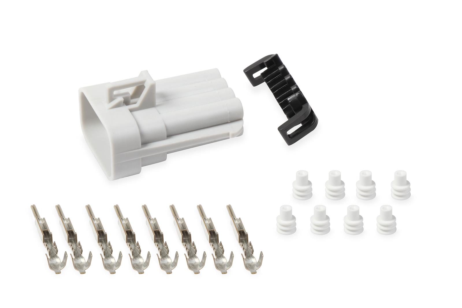 Holley Wiring Harness Connectors 570-208 Weatherproof Connectors, EFI, Odd/Even Coil Connector, Sub-Harness Side, Metripack, 8-pin Male, Gray Plastic, with Pins, Seals, TPA, Each