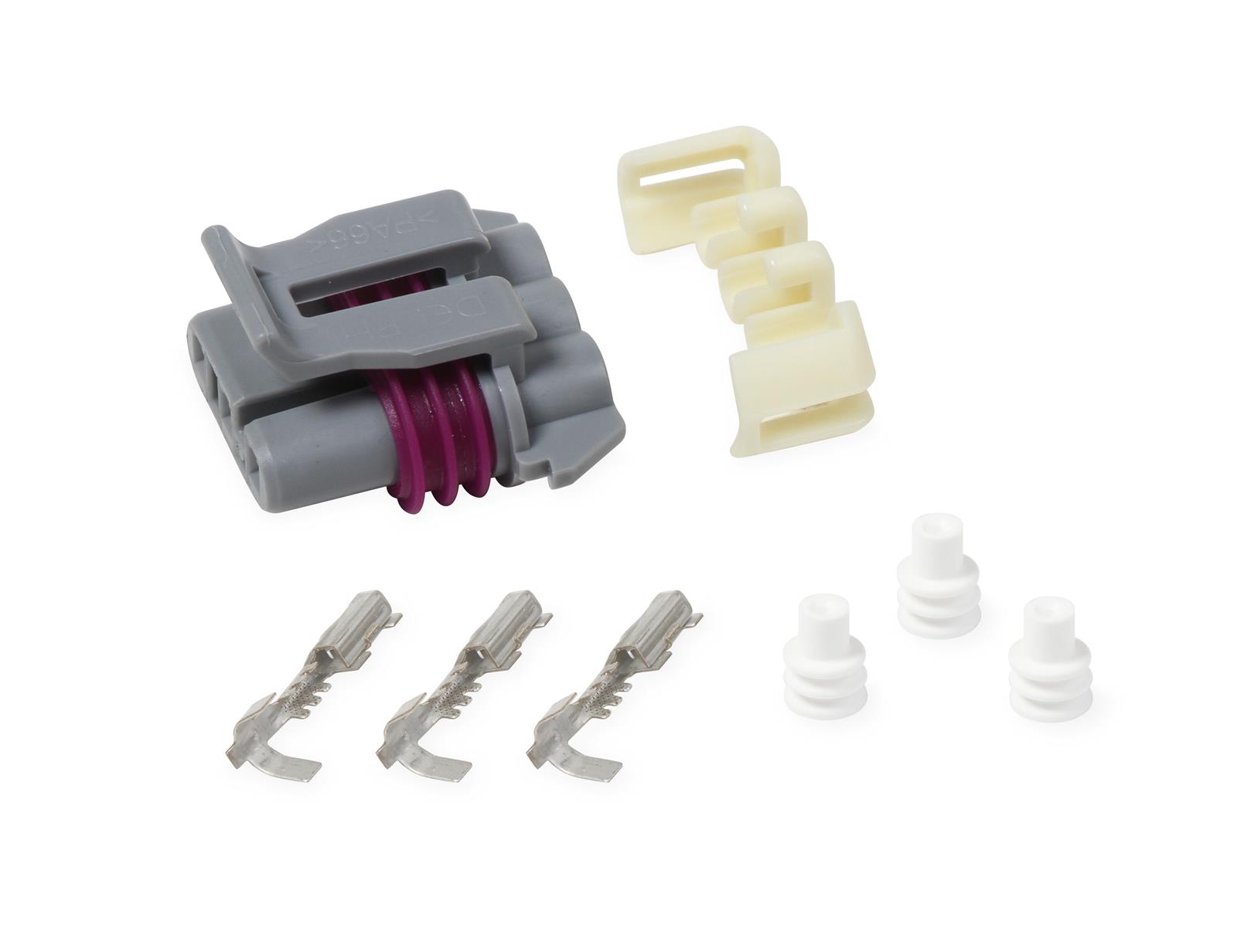 Holley Wiring Harness Connectors 570-217 Weatherproof Connectors, EFI, LS MAP/CPS Connector, Main Harness, Metripack, 3-pin Female, Gray Plastic, with Pins, Seals, TPA, Each