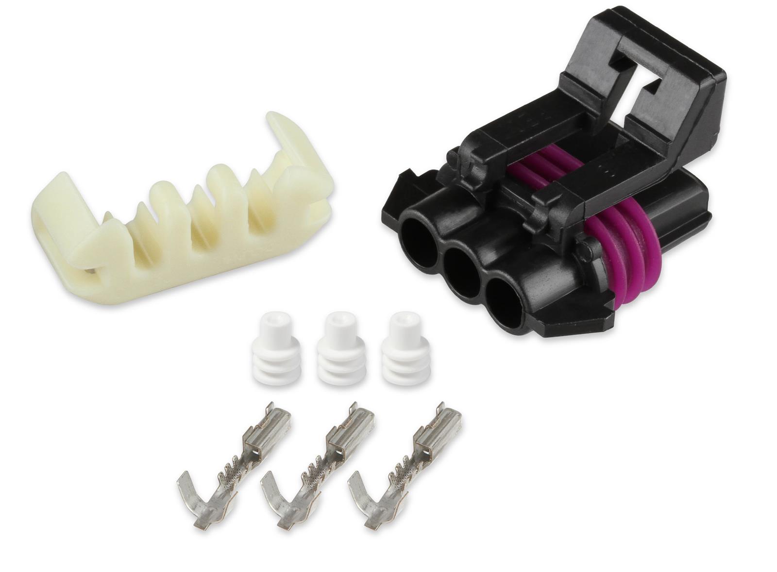 Holley Wiring Harness Connectors 570-223 Weatherproof Connectors, EFI, Replacement, Hall Effect Sensor Connector, Metripack, 3-pin Female, Black, Pins, Seals, TPA, for 554-118, Each