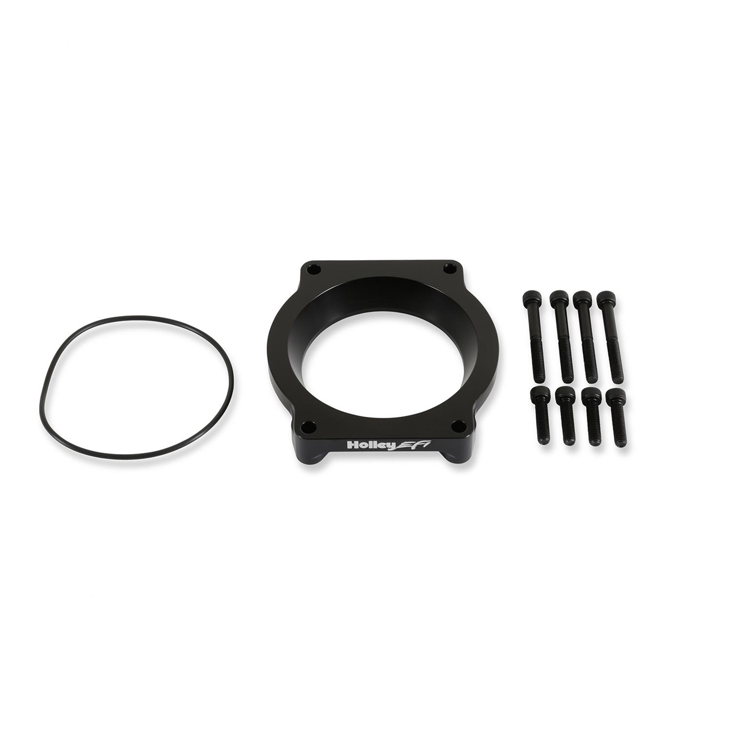 Holley EFI Coyote Throttle Body Adapters 717-18 Adapters, EFI, Adapter, 80mm, Aluminum, Black, for Hi-Ram, Ultra Lo-Ram Intake, Front Feed, Ford, 5.0L, Each thumbnail 6