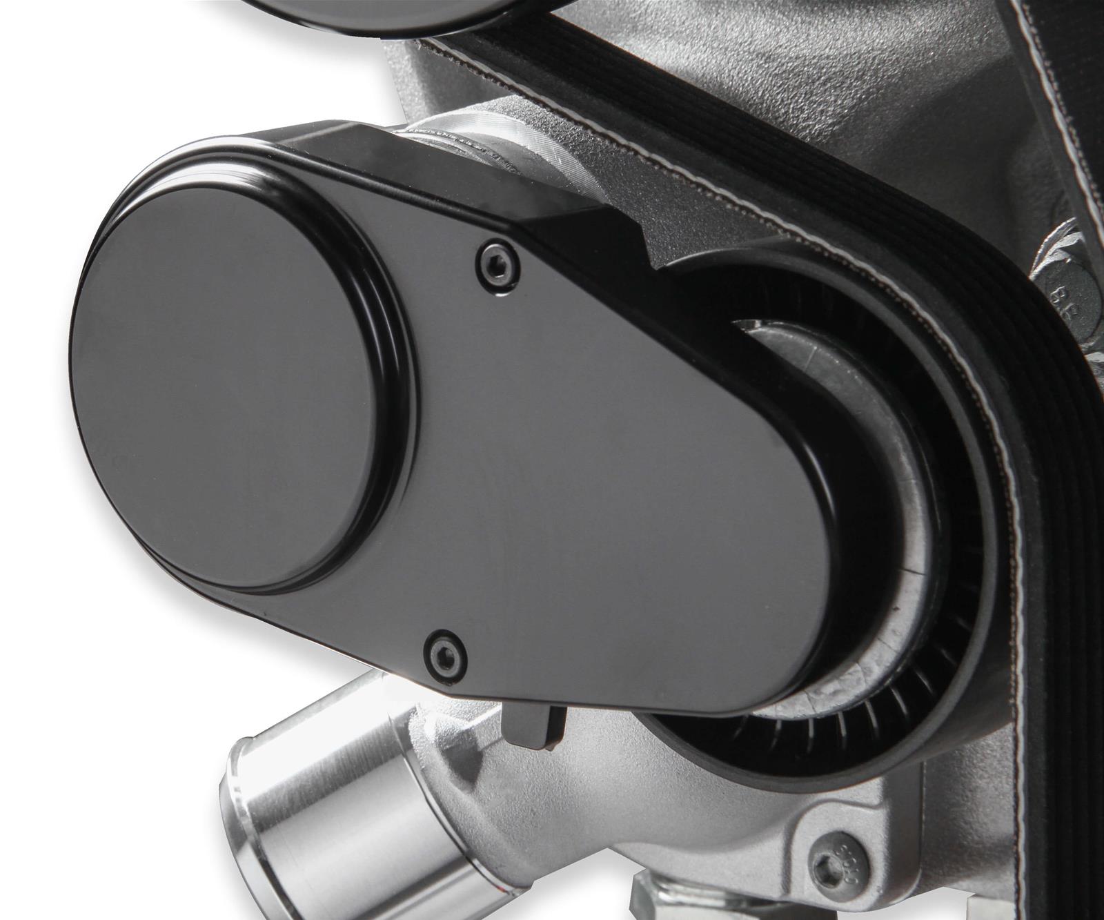 Holley Tensioner Covers 97-158 Accessory Belt Dress-Up Covers, Holley, Aluminum, Black Finish, for Mid Mount Accessory Drive, includes Hardware, Each